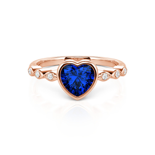 Jeulia Engagement Ring Collet Setting Sterling Silver Heart Cut