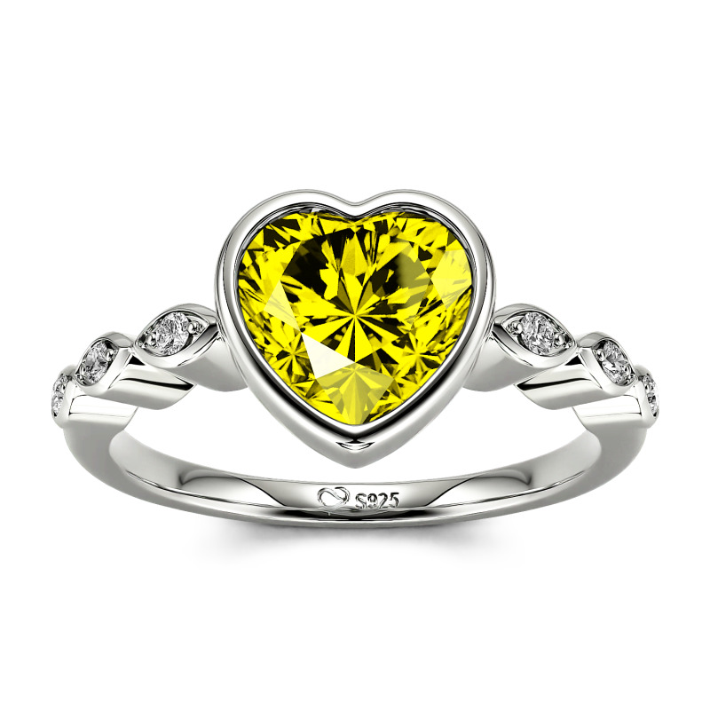 Jeulia Anillo de Compromiso Personalizado de Corte de Corazón Plata Esterlina