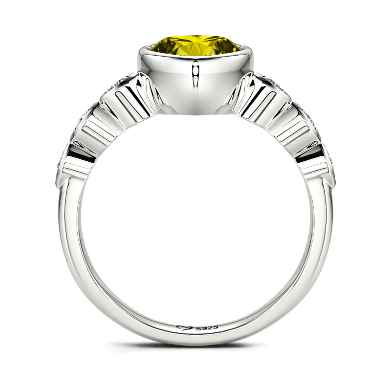 Jeulia Anillo de Compromiso Personalizado de Corte de Corazón Plata Esterlina