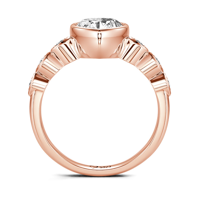 Jeulia Bague de fiançailles Sertissage à collet Argent Sterling