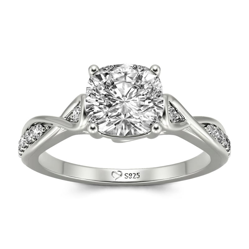 Jeulia Infinity Cushion Cut Sterling Silver Engagement Ring