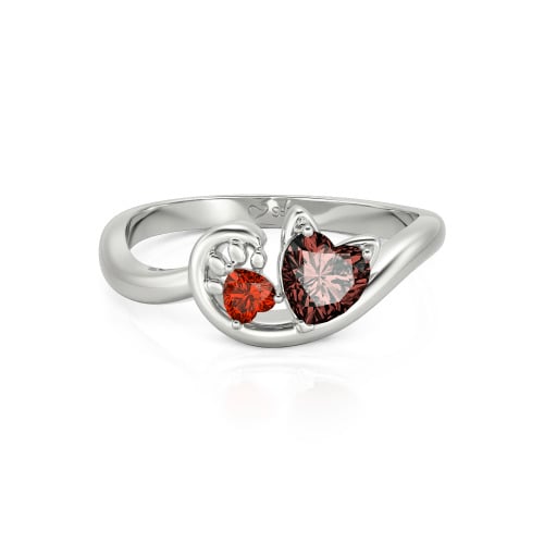 Jeulia Cute Cat Design Heart Cut Sterling Silver Ring
