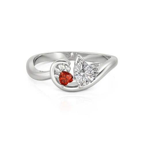 Jeulia Cute Cat Design Heart Cut Sterling Silver Ring