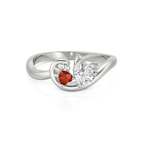 Jeulia Cute Cat Design Heart Cut Sterling Silver Ring