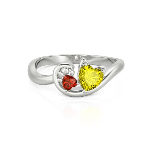Jeulia Cute Cat Design Heart Cut Sterling Silver Ring
