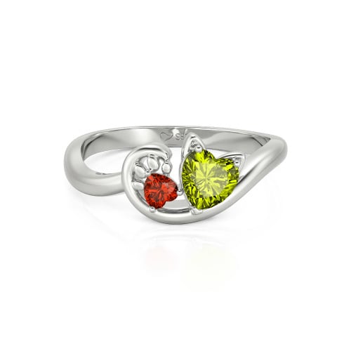 Jeulia Cute Cat Design Heart Cut Sterling Silver Ring