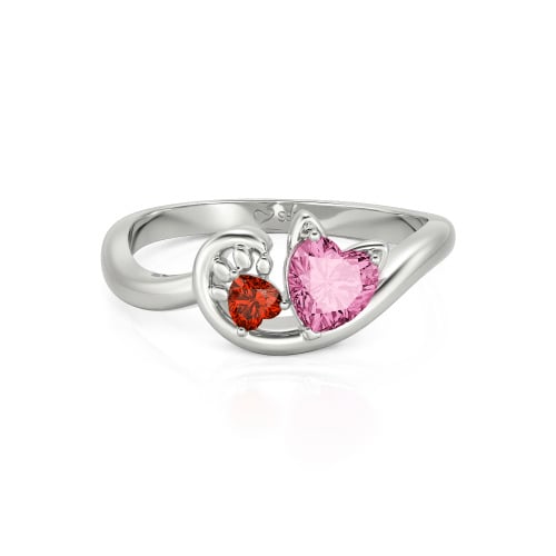 Jeulia Cute Cat Design Heart Cut Sterling Silver Ring