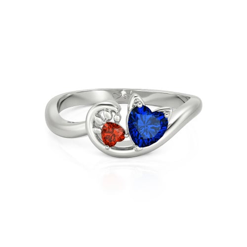 Jeulia Cute Cat Design Heart Cut Sterling Silver Ring