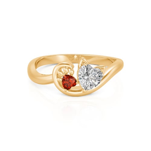 Jeulia Cute Cat Design Heart Cut Sterling Silver Ring