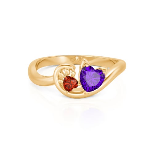 Jeulia Cute Cat Design Heart Cut Sterling Silver Ring