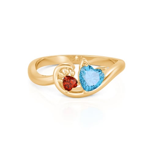 Jeulia Cute Cat Design Heart Cut Sterling Silver Ring