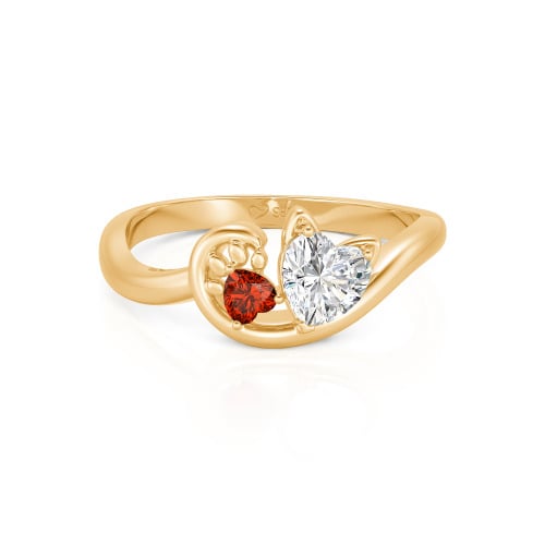 Jeulia Cute Cat Design Heart Cut Sterling Silver Ring