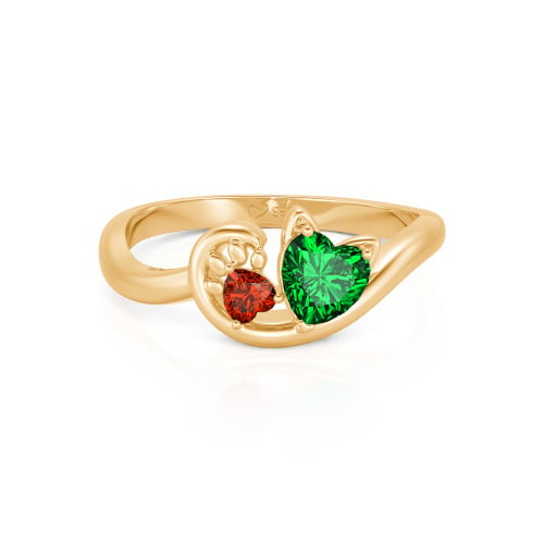Jeulia Cute Cat Design Heart Cut Sterling Silver Ring