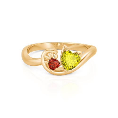 Jeulia Cute Cat Design Heart Cut Sterling Silver Ring