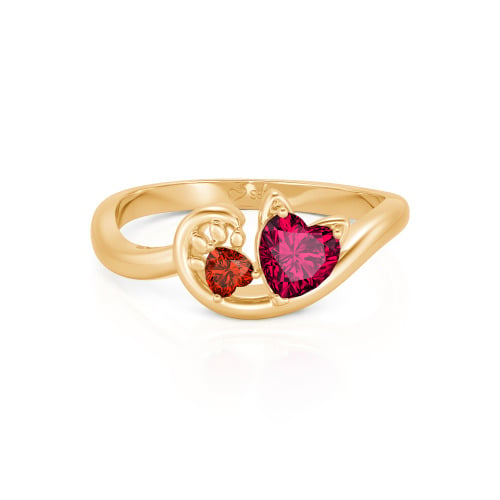 Jeulia Cute Cat Design Heart Cut Sterling Silver Ring