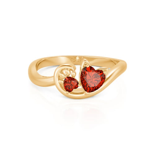 Jeulia Cute Cat Design Heart Cut Sterling Silver Ring