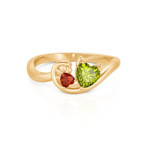 Jeulia Cute Cat Design Heart Cut Sterling Silver Ring