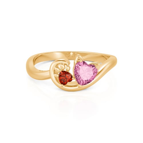 Jeulia Cute Cat Design Heart Cut Sterling Silver Ring