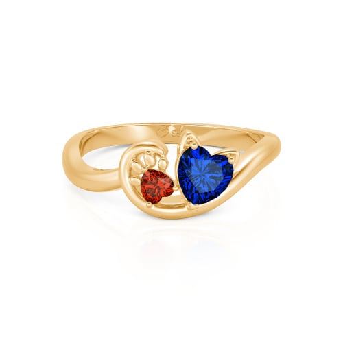 Jeulia Cute Cat Design Heart Cut Sterling Silver Ring
