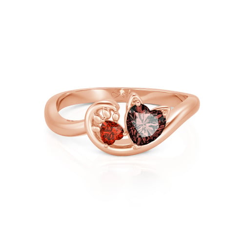 Jeulia Cute Cat Design Heart Cut Sterling Silver Ring