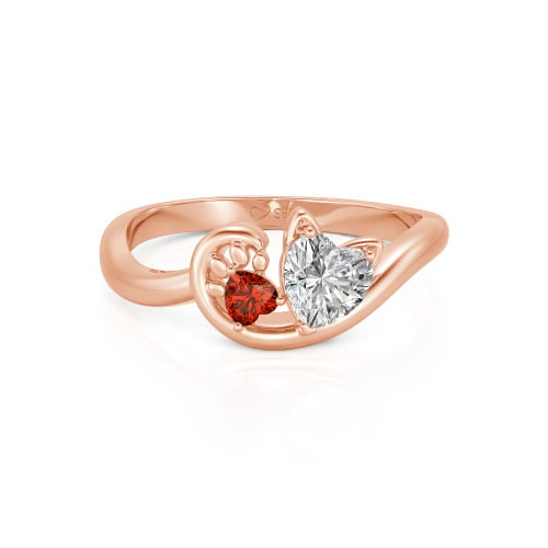 Jeulia Cute Cat Design Heart Cut Sterling Silver Ring