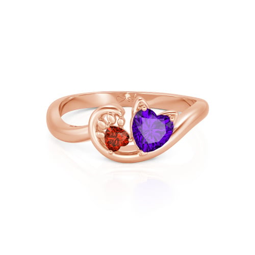 Jeulia Cute Cat Design Heart Cut Sterling Silver Ring