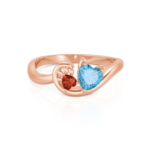 Jeulia Cute Cat Design Heart Cut Sterling Silver Ring