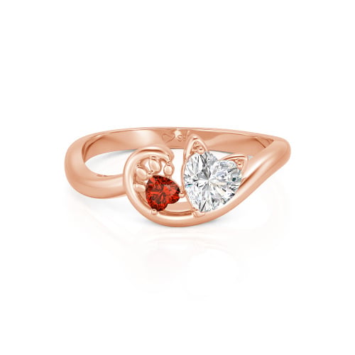 Jeulia Cute Cat Design Heart Cut Sterling Silver Ring