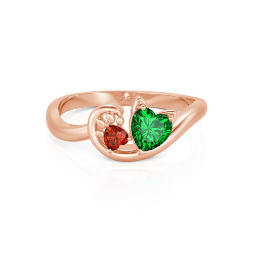 Jeulia Cute Cat Design Heart Cut Sterling Silver Ring