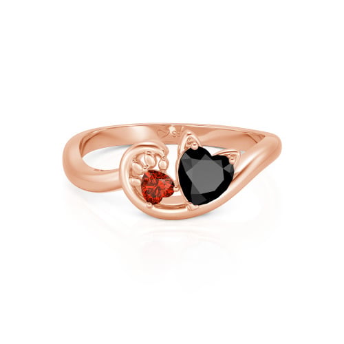 Jeulia Cute Cat Design Heart Cut Sterling Silver Ring