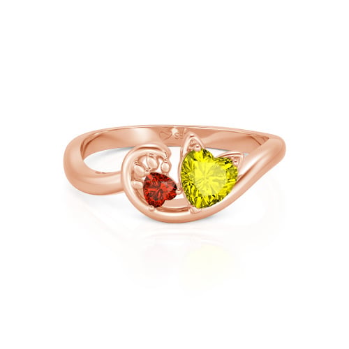 Jeulia Cute Cat Design Heart Cut Sterling Silver Ring