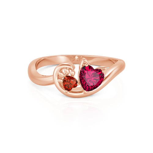 Jeulia Cute Cat Design Heart Cut Sterling Silver Ring