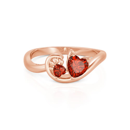 Jeulia Cute Cat Design Heart Cut Sterling Silver Ring