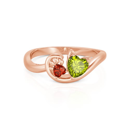 Jeulia Cute Cat Design Heart Cut Sterling Silver Ring