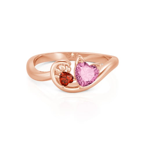Jeulia Cute Cat Design Heart Cut Sterling Silver Ring