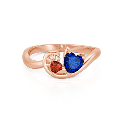 Jeulia Cute Cat Design Heart Cut Sterling Silver Ring
