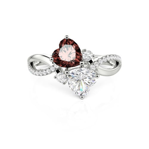 Jeulia Love Stone Heart Cut Sterling Silver Ring