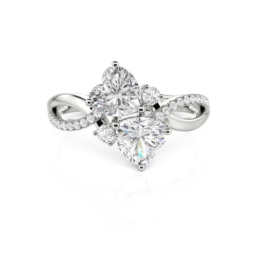 Jeulia Love Stone Heart Cut Sterling Silver Ring