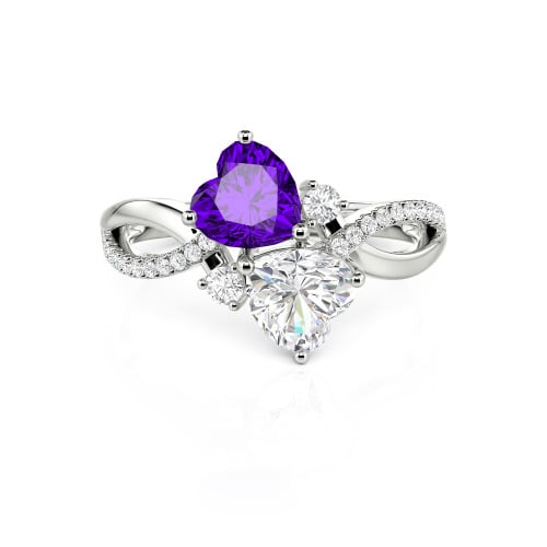 Jeulia Love Stone Heart Cut Sterling Silver Ring
