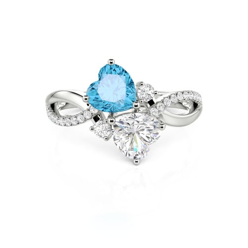 Jeulia Love Stone Heart Cut Sterling Silver Ring
