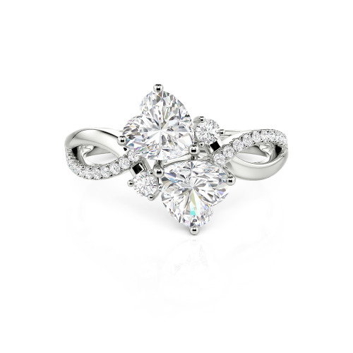 Jeulia Love Stone Heart Cut Sterling Silver Ring