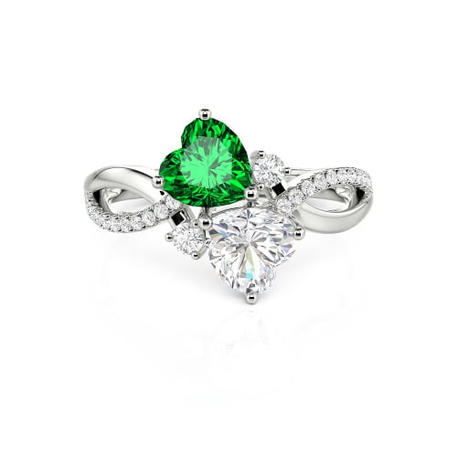 Jeulia Love Stone Heart Cut Sterling Silver Ring