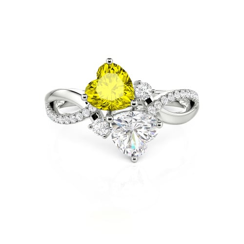 Jeulia Love Stone Heart Cut Sterling Silver Ring