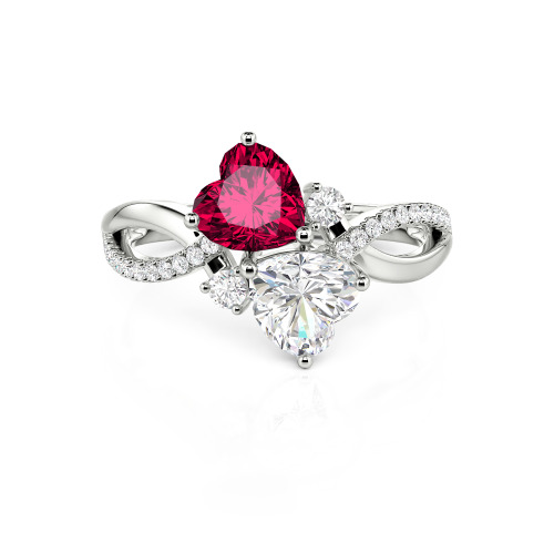 Jeulia Love Stone Heart Cut Sterling Silver Ring
