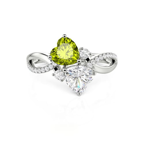 Jeulia Love Stone Heart Cut Sterling Silver Ring