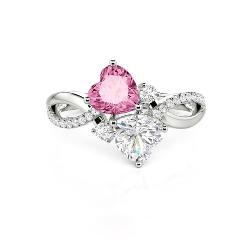 Jeulia Love Stone Heart Cut Sterling Silver Ring
