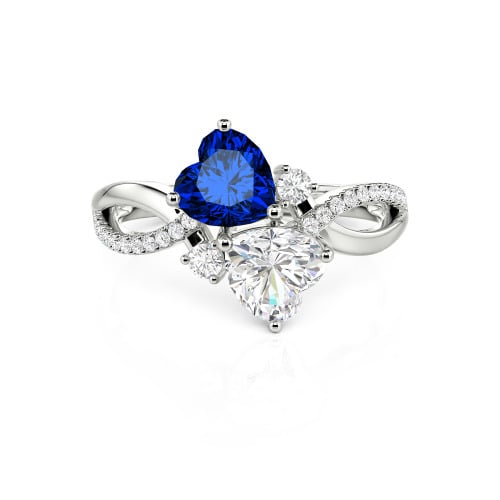 Jeulia Love Stone Heart Cut Sterling Silver Ring
