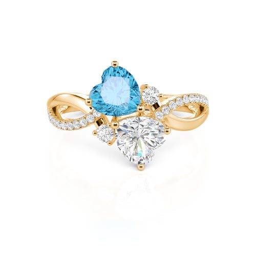 Jeulia Love Stone Heart Cut Sterling Silver Ring