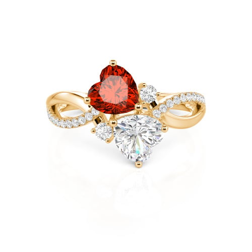 Jeulia Love Stone Heart Cut Sterling Silver Ring