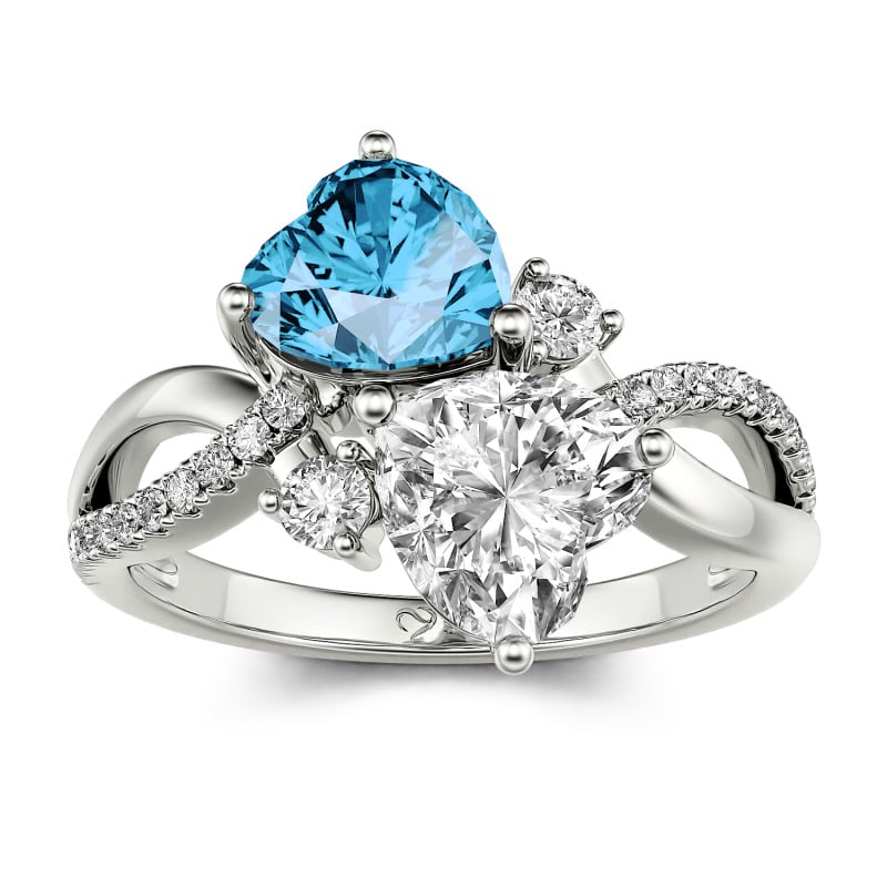 Jeulia Love Stone Heart Cut Sterling Silver Ring